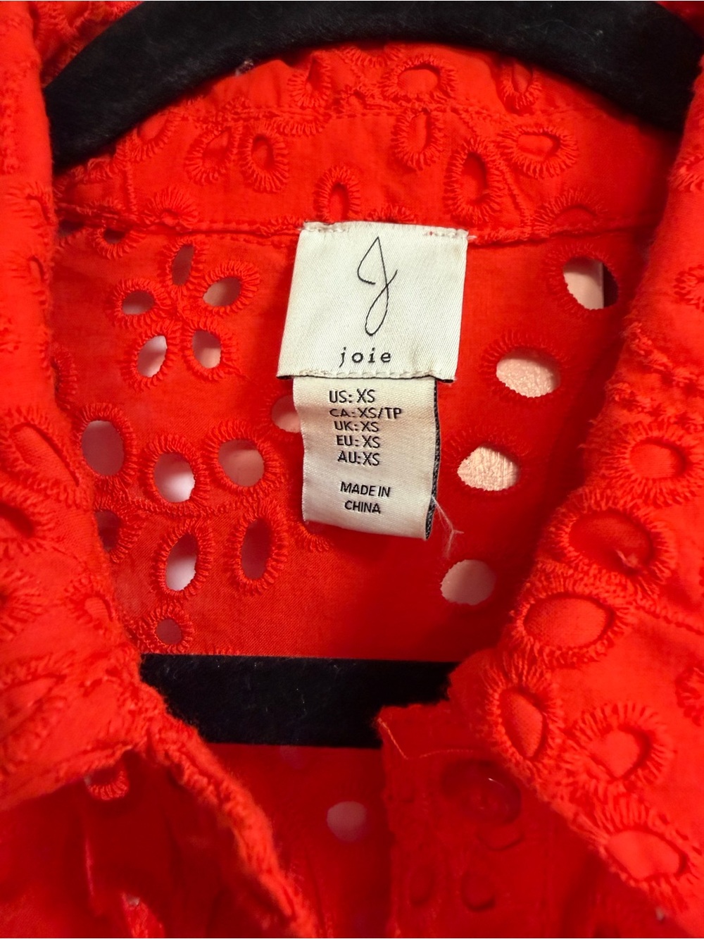Joie Red Eyelet Button-Down Blouse - Picture 2 of 2